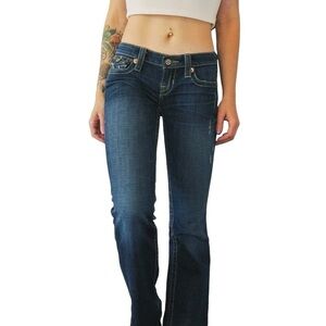 Big Star Liv Women’s low rise flap pocket western Straight leg blue jeans Sz 29R